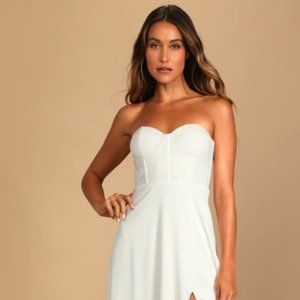 Lace Strapless Bridal Wedding Maxi Dress